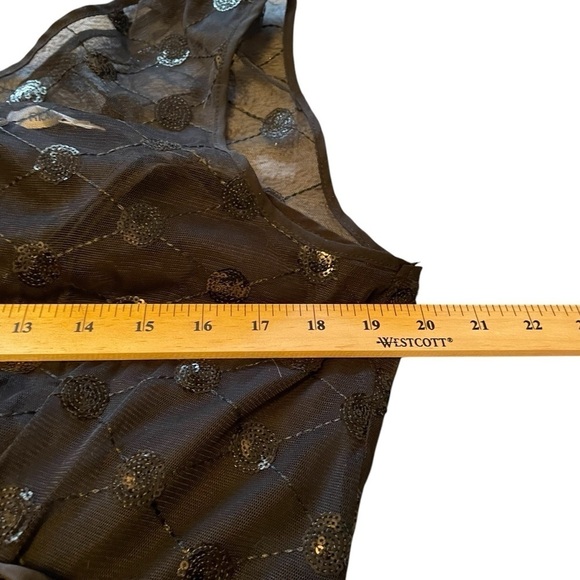 Ricki’s Black Cocktail Dress-Lined-Mesh Bodice-sequin Design-Sequin Belt-Size 12 - Picture 9 of 11